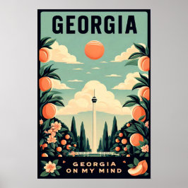 Póster Afiche de viaje de Peach de la vieja Georgia