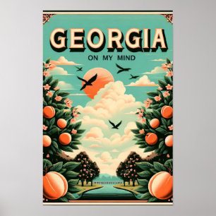Póster Afiche de viaje de Peach de la vieja Georgia