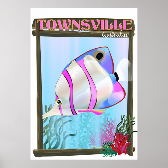 Póster Afiche de viaje de peces tropicales de Townsville  (Frente)
