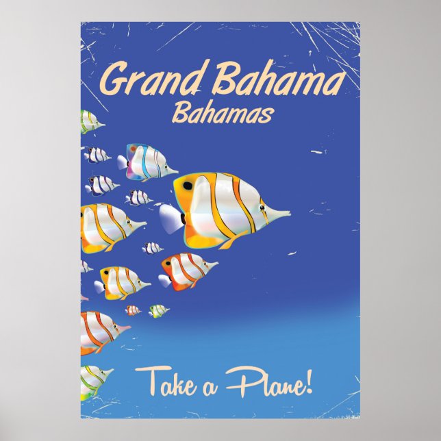Póster Afiche de viaje de peces tropicales del Gran Baham (Frente)