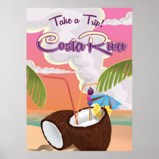 Póster afiche de viaje de Personalizado de costa Rica.