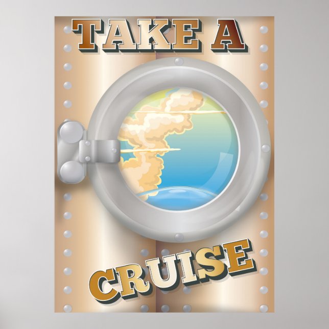 Póster Afiche de viaje de personalizado de crucero (Frente)