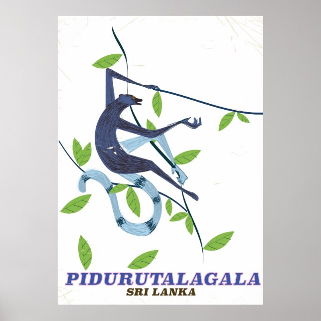 Póster Afiche de viaje de Pidurutalagala Sri Lanka. (Frente)
