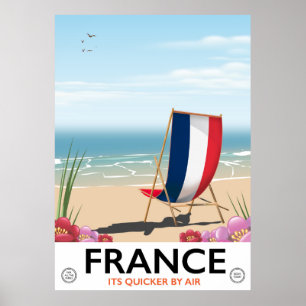 Póster Afiche de viaje de playa de Francia
