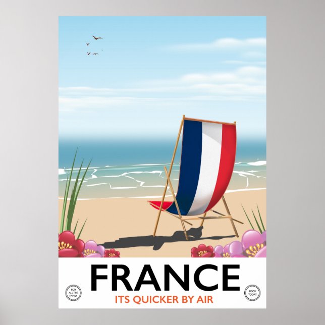 Póster Afiche de viaje de playa de Francia (Frente)
