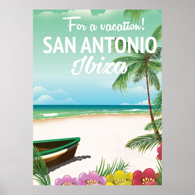 Póster Afiche de viaje de playa de San Antonio Ibiza (Frente)