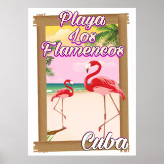 Póster Afiche de viaje de Playa Los Flamencos Cuba