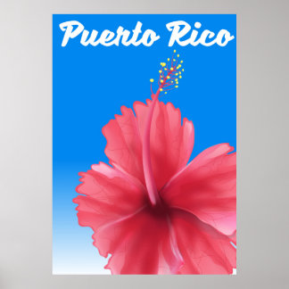 Póster Afiche de viaje de Puerto Rico Flor de Maga
