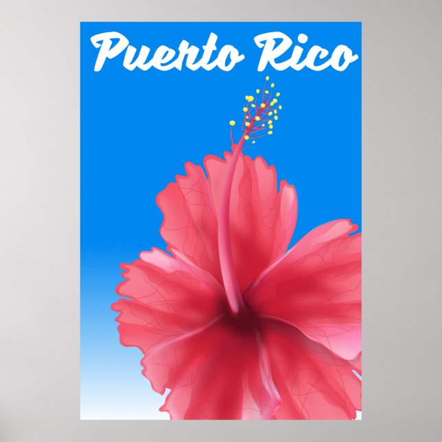 Póster Afiche de viaje de Puerto Rico Flor de Maga (Frente)