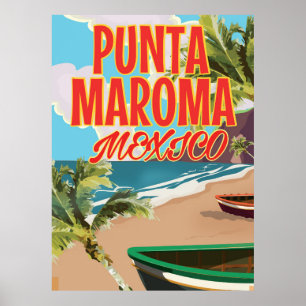Póster Afiche de viaje de Punta Maroma Beach México