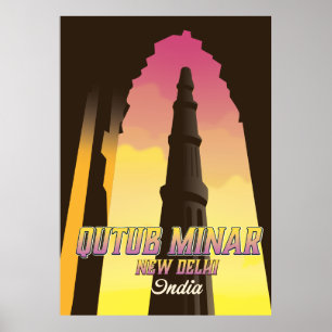 Póster Afiche de viaje de Qutub Minar New Delhi India
