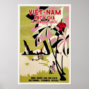 Póster Afiche de viaje de Rach Gia Vietnam Vintage Art De