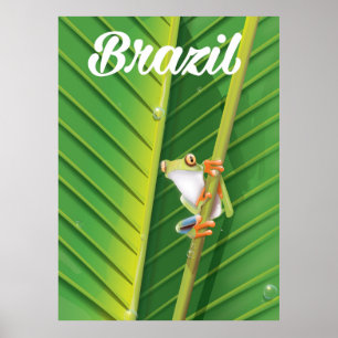 Póster Afiche de viaje de rana de árbol de la selva tropi