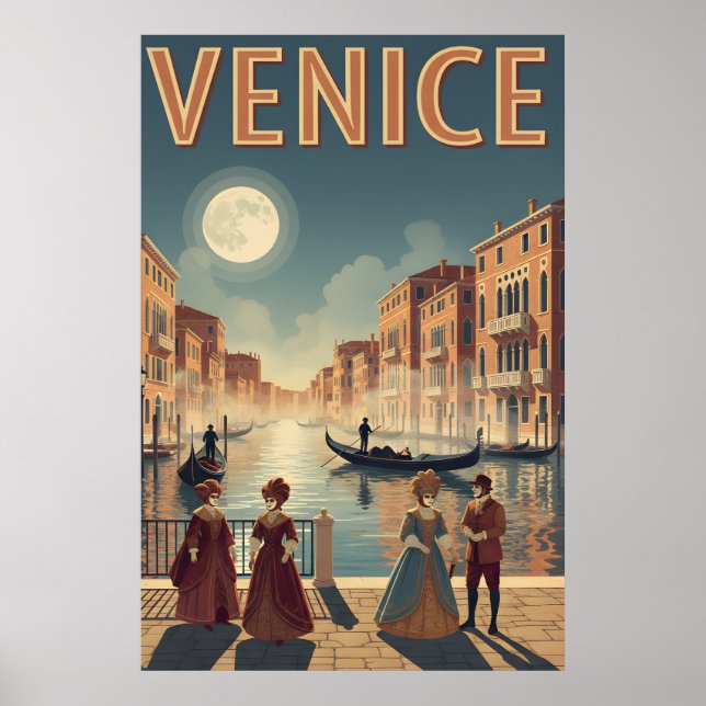 Póster Afiche de viaje de Retro Venecia (Frente)