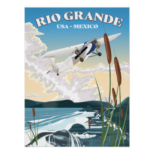 Póster Afiche de viaje de Río Grande USA México