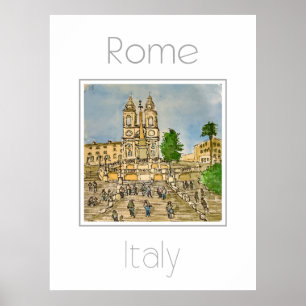 Póster Afiche de viaje de Roma Italia