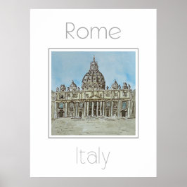 Póster Afiche de viaje de Roma Italia