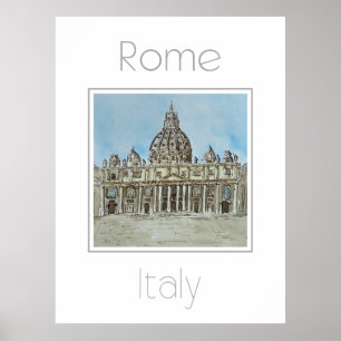 Póster Afiche de viaje de Roma Italia