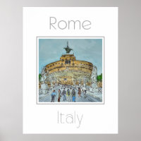 Afiche de viaje de Roma Italia