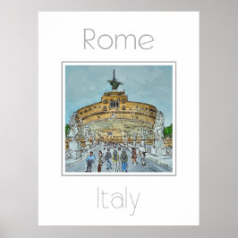 Póster Afiche de viaje de Roma Italia