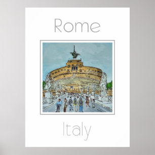 Póster Afiche de viaje de Roma Italia