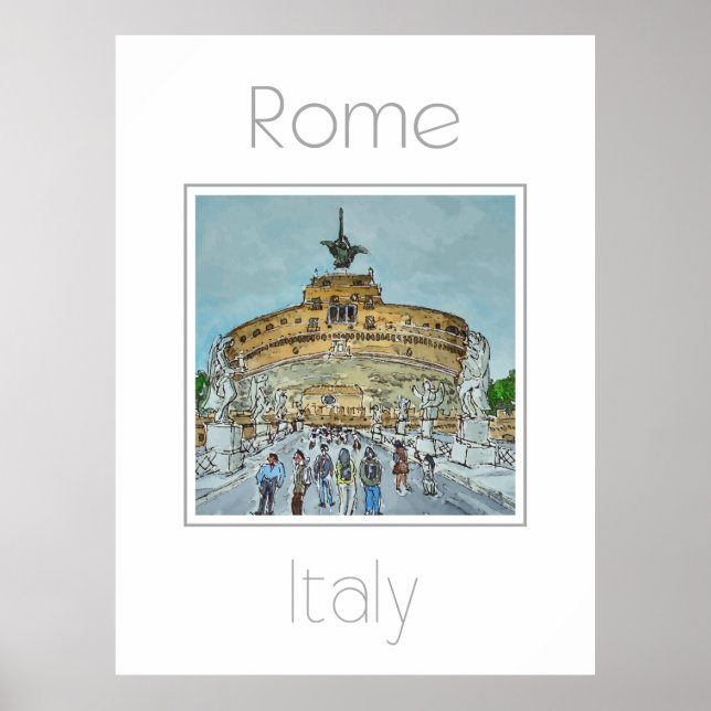 Póster Afiche de viaje de Roma Italia (Frente)