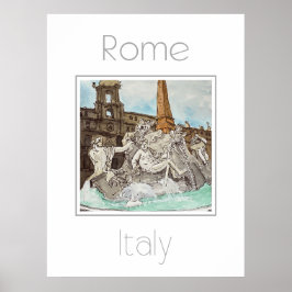 Póster Afiche de viaje de Roma Italia