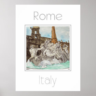 Póster Afiche de viaje de Roma Italia