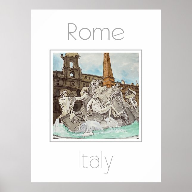Póster Afiche de viaje de Roma Italia (Frente)