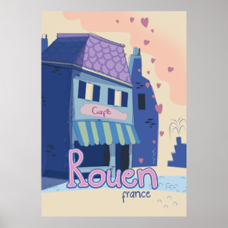Póster Afiche de viaje de Rouen france.