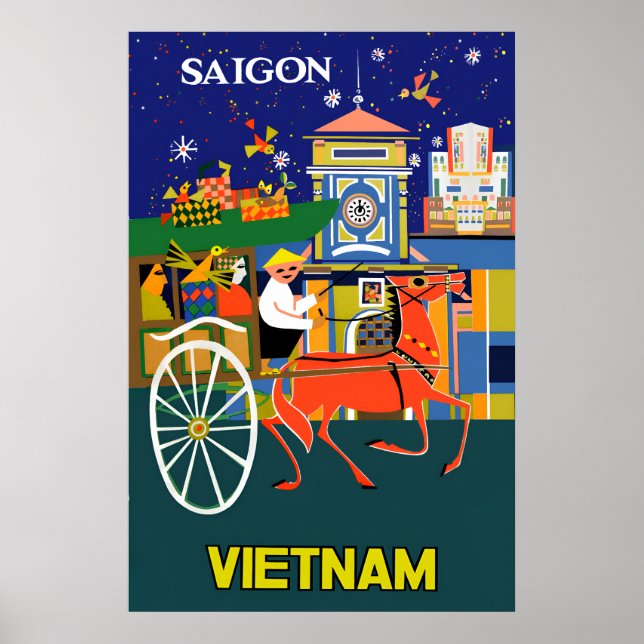 Póster Afiche de viaje de Saigón, Vietnam (Frente)