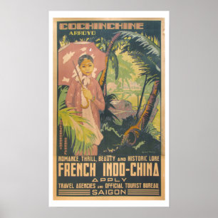 Póster Afiche de viaje de Saigon Vietnam vintage