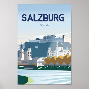 Póster Afiche de viaje de Salzburgo Austria