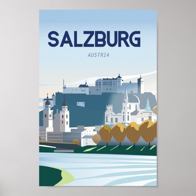 Póster Afiche de viaje de Salzburgo Austria (Frente)