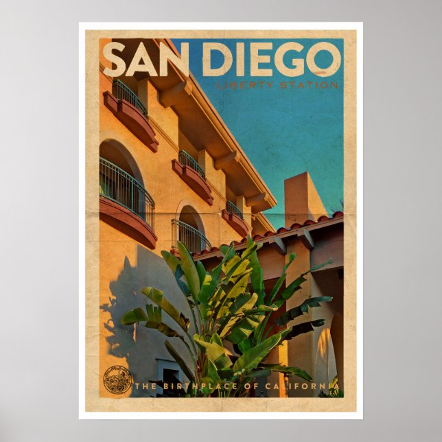 Póster Afiche de viaje de San Diego (Frente)