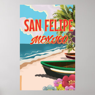 Póster Afiche de viaje de San Felipe Beach México