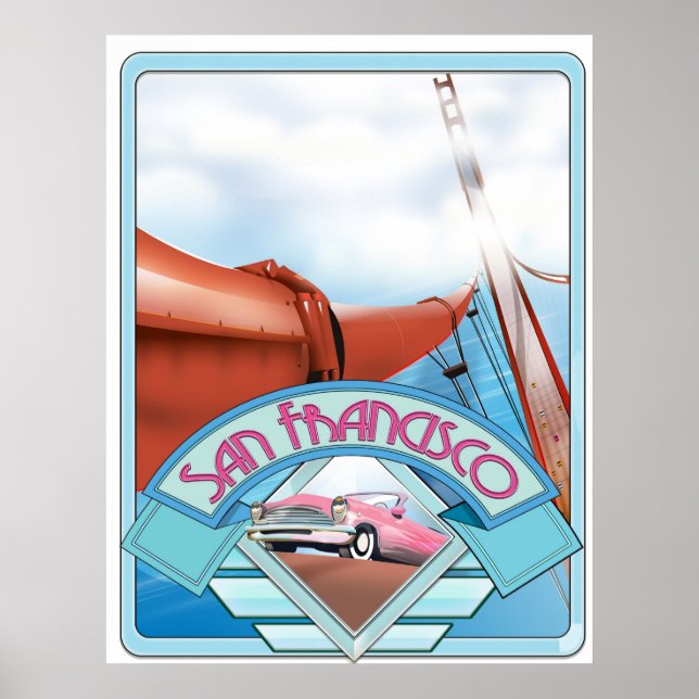 Póster Afiche de viaje de San Francisco, Estados Unidos (Frente)