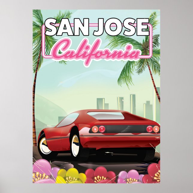 Póster Afiche de viaje de San José, California (Frente)