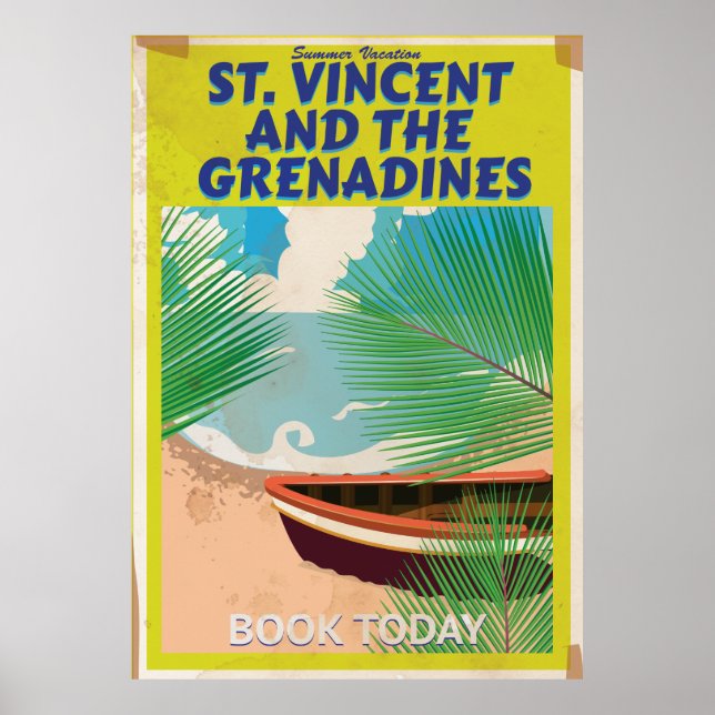 Póster Afiche de viaje de San Vicente y las Granadinas (Frente)