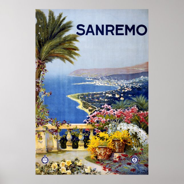 Póster Afiche de viaje de Sanremo Italia (Frente)