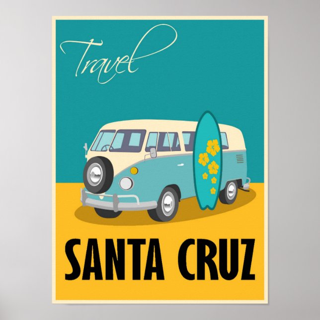 Póster Afiche de viaje de Santa Cruz California (Frente)