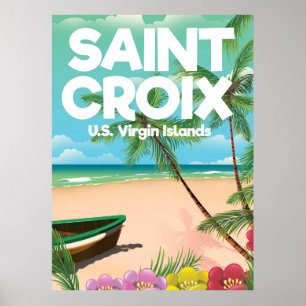 Póster Afiche de viaje de Santa Cruz, Islas Vírgenes de l