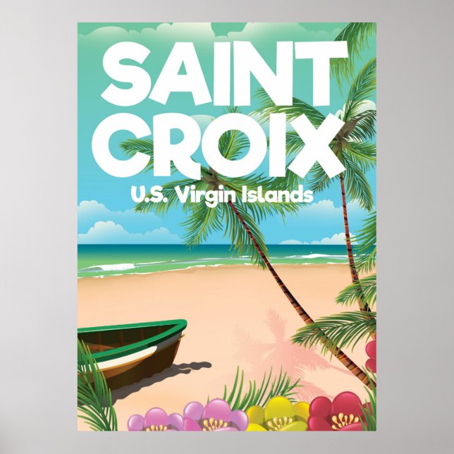 Póster Afiche de viaje de Santa Cruz, Islas Vírgenes de l (Frente)