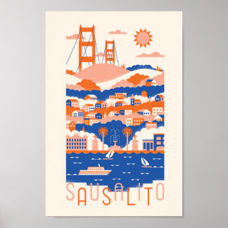Póster Afiche de viaje de Sausalito