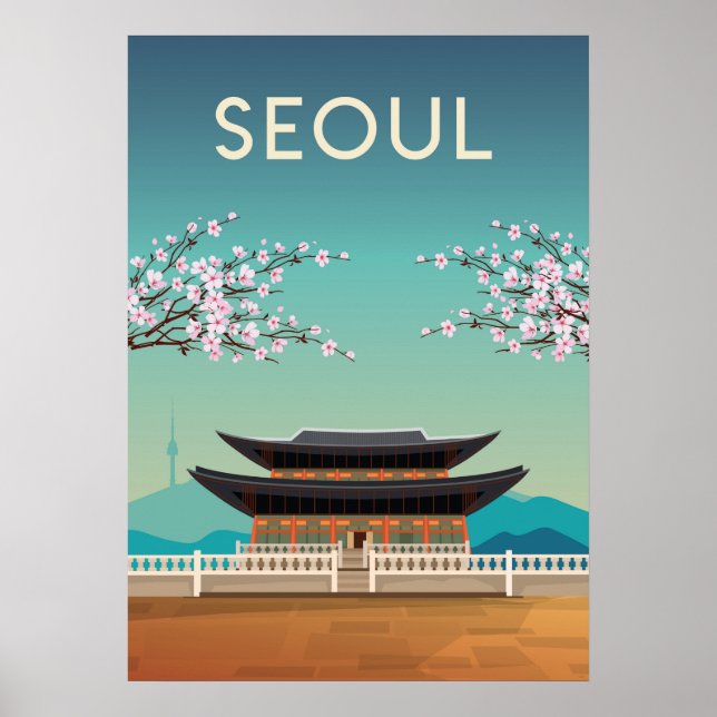 Póster Afiche de viaje de Seúl Corea (Frente)