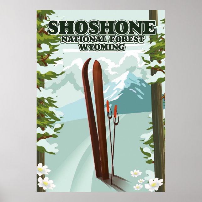 Póster Afiche de viaje de Shoshone National Forest Ski (Frente)
