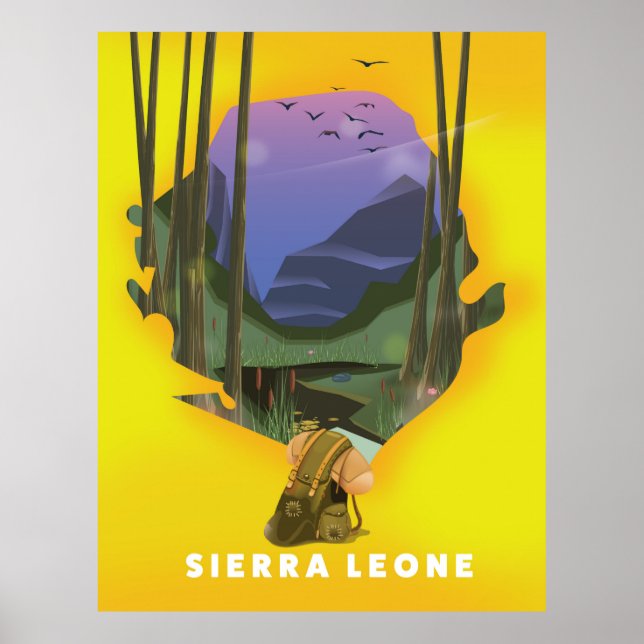 Póster afiche de viaje de sierra leona ilustrado (Frente)