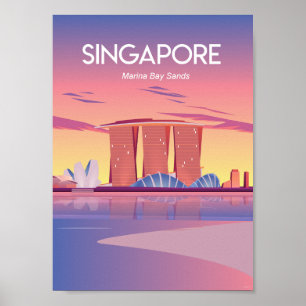Póster Afiche de viaje de Singapur