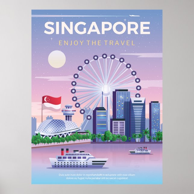 Póster afiche de viaje de singapur (Frente)