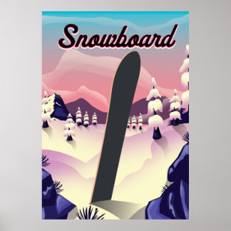Póster Afiche de viaje de Snowboard